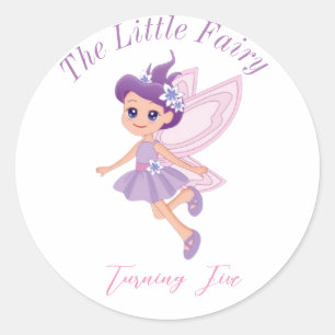 Sticker Rond Petite Fairy Pink Girls invitation anniversaire