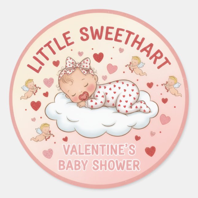 Sticker Rond Petite Faveur de Baby Shower de la Saint-Valentin  (Devant)