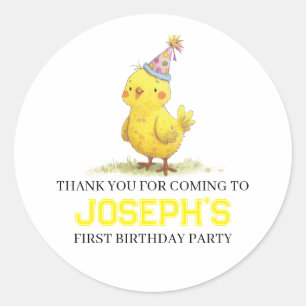 Sticker Rond Petite ferme de poussins Anniversaire poulet