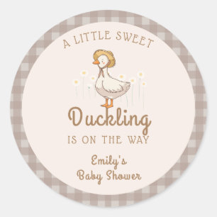 Sticker Rond Petite ferme En vichy Baby shower