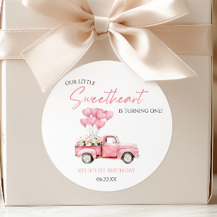 Sticker Rond Petite fête d'anniversaire de la Saint-Valentin po
