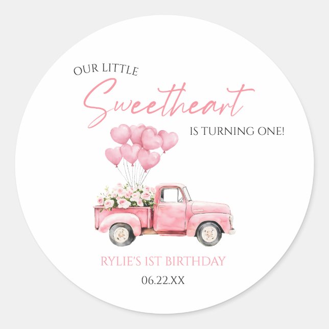 Sticker Rond Petite fête d'anniversaire de la Saint-Valentin po (Devant)