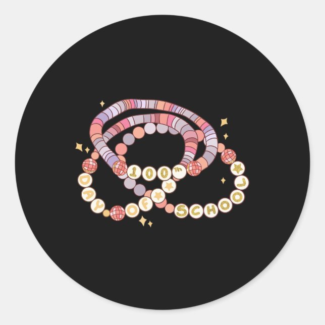 Sticker Rond Petite Fille 100 Jours De L'École Amicale Drôle Br (Devant)