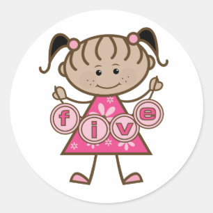 Sticker Rond Petite fille 5e anniversaire Tshirts et cadeaux