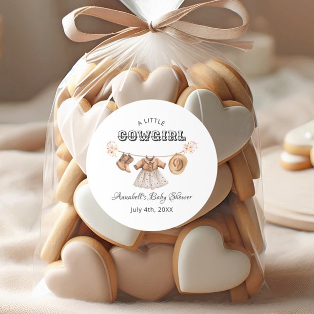 Sticker Rond Petite fille Casquette Bottes Baby shower robe (Créateur téléchargé)