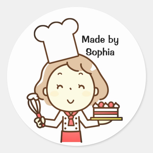Sticker Rond Petite Fille Chef Noël (Devant)