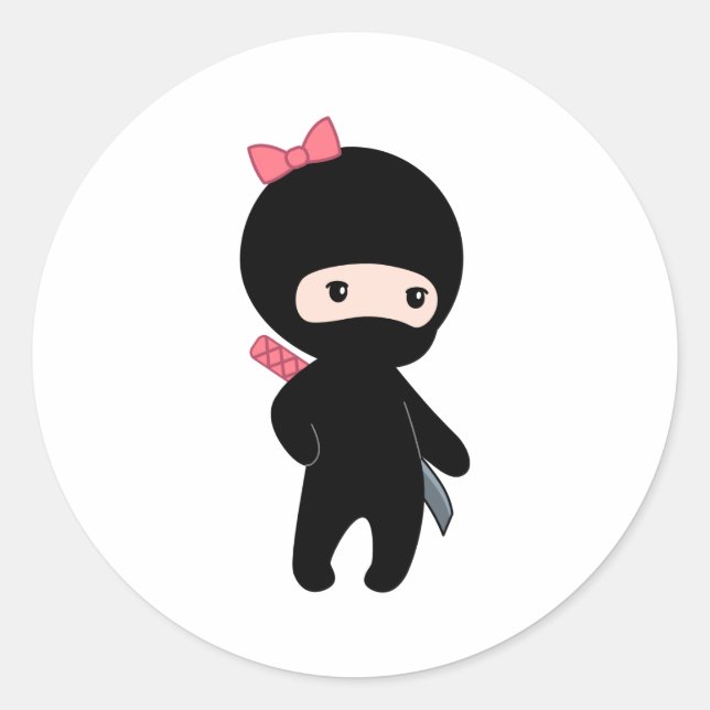 Sticker Rond Petite fille Ninja (Devant)