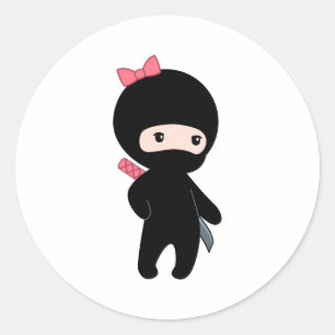 Sticker Rond Petite fille Ninja