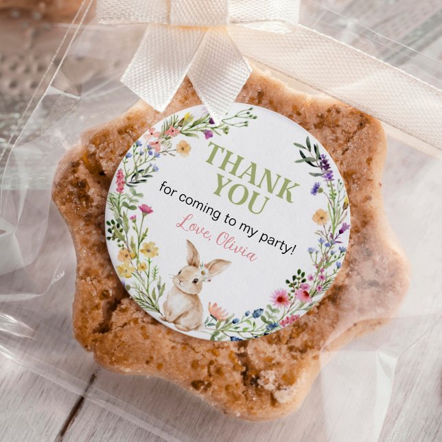 Sticker Rond Petite Fleur sauvage Bunny fille Anniversaire (Créateur téléchargé)