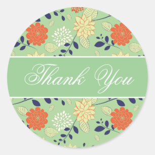 Sticker Rond Petite impression couleur fleur rétro