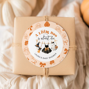 Sticker Rond Petite ligne de linge Bow Baby shower orange