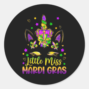 Sticker Rond Petite Mademoiselle Licorne Princesse Mardi Gras F