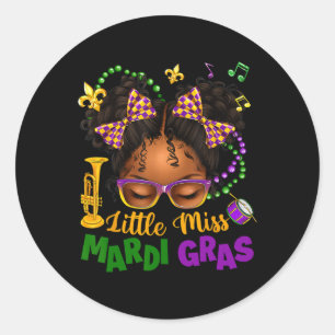 Sticker Rond Petite Mademoiselle Mardi Gras Afro Chignon Filles