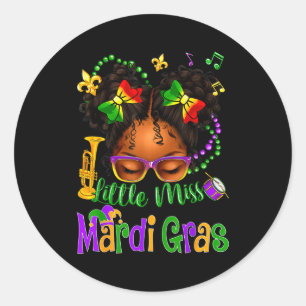 Sticker Rond Petite Mademoiselle Mardi Gras Nœud Filles Enfants