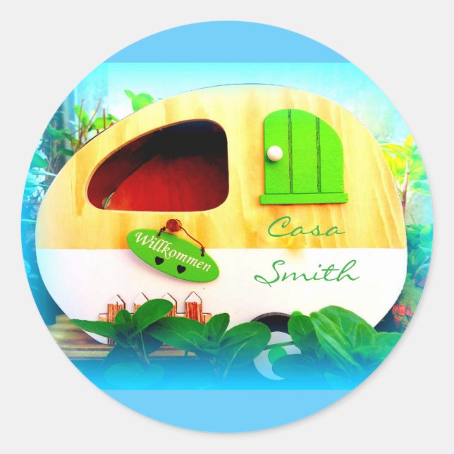Sticker Rond petite maison caravane gypsy (Devant)