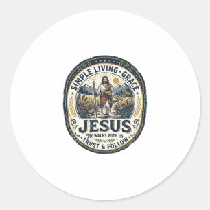 Sticker Rond Petite Maison de Jésus Vie Slow Vintage