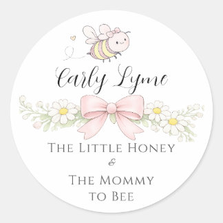 Sticker Rond Petite Maman Abeille chère pour la baby shower ajo