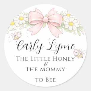 Sticker Rond Petite Maman Chérie à Bébé Abeille fête prénatale 