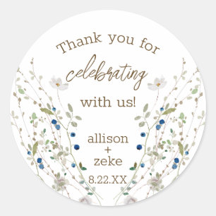 Sticker Rond Petite Mariage Fleur sauvage merci pour
