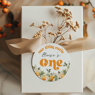Sticker Rond Petite mignonne 1er anniversaire oranges d'agrumes