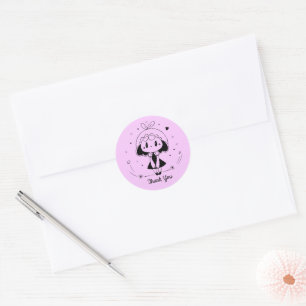 Sticker Rond Petite mignonne fille Anime