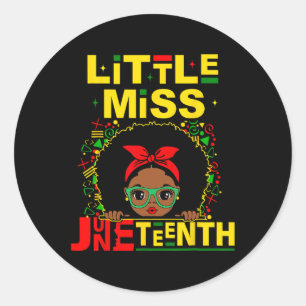 Sticker Rond Petite Miss Junetten Girl Toddler Histoire noire