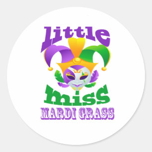 Sticker Rond Petite Miss Mardi Gras