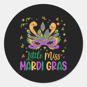 Sticker Rond Petite Miss Mardi Gras Mignonne Tenue Filles Toddl