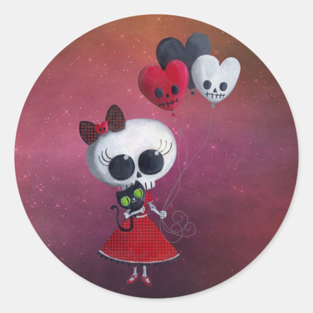 Sticker Rond Petite Miss Mort Valentine Girl (Devant)