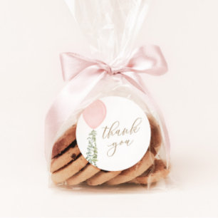 Sticker Rond Petite Miss Onederful Balloon rose Anniversaire