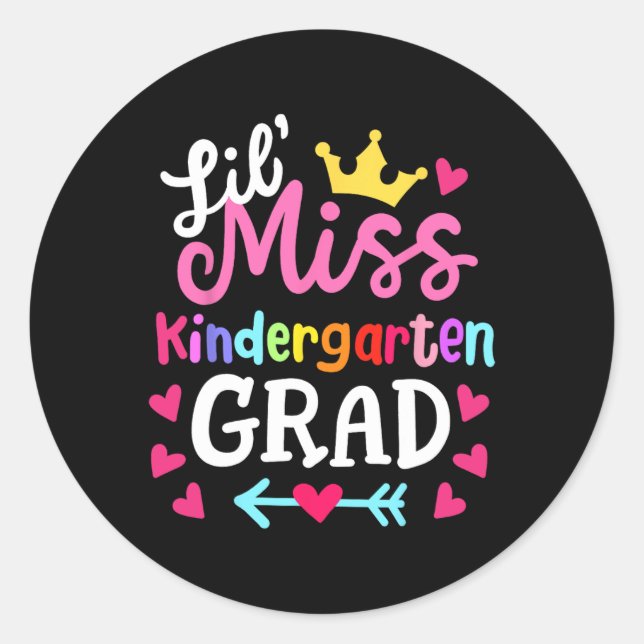 Sticker Rond Petite Mlle Kindergarten Dernier Jour De L'École 2 (Devant)