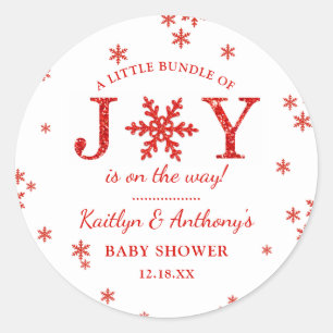 Sticker Rond Petite Offre De Joie Baby shower De Noël