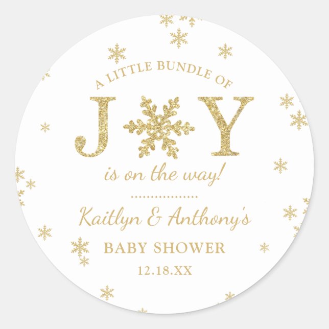 Sticker Rond Petite Offre De Joie Baby shower De Noël (Devant)
