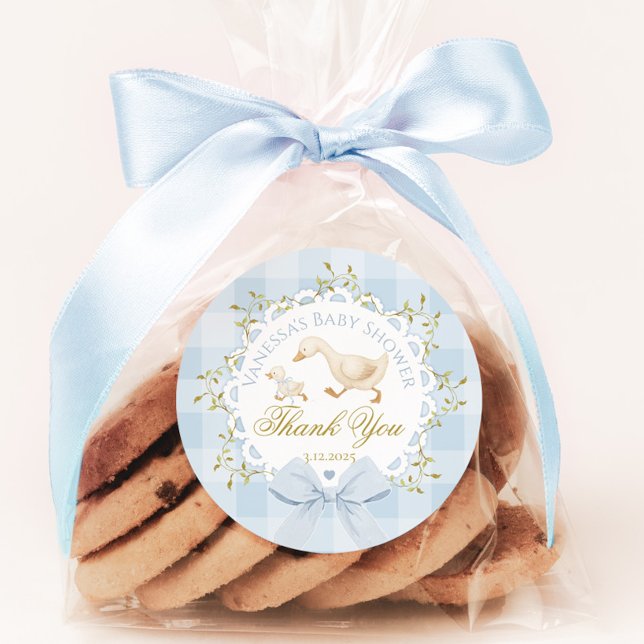 Sticker Rond Petite Oie Idiote Bleue Baby Shower Merci (Créateur téléchargé)