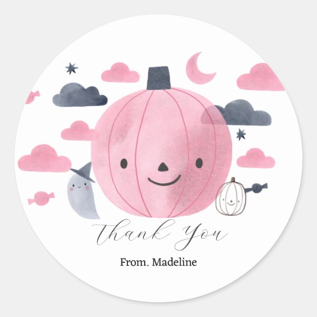 Sticker Rond Petite petite pomme rose mignonne invitations d'an (Devant)