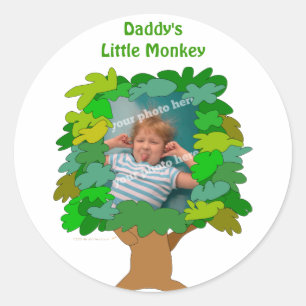 Sticker Rond Petite photo de coutume de singe d'arbre mignon de