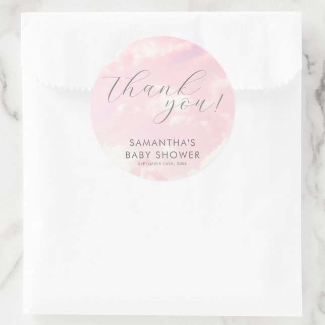 Sticker Rond Petite pièce du Ciel Fille Baby shower nuages (Sac)