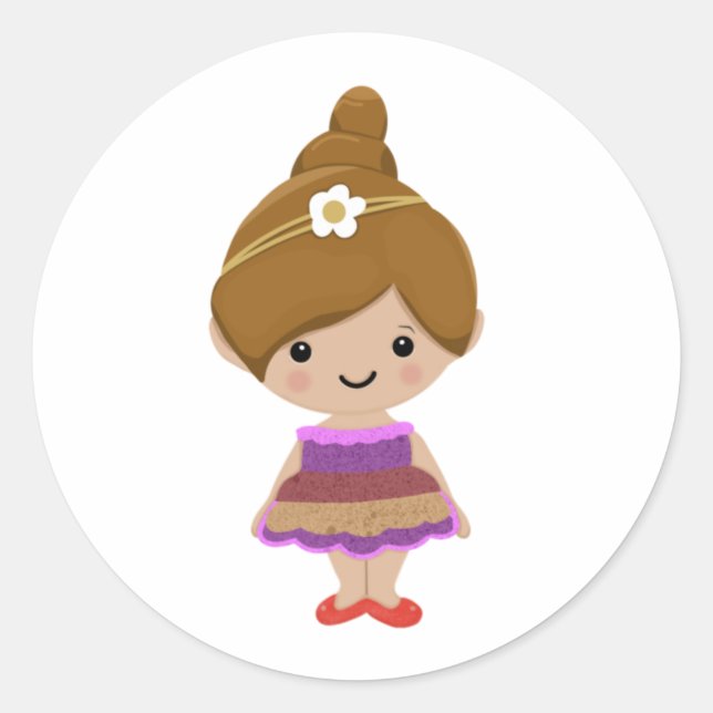 Sticker Rond petite princesse caricature (Devant)