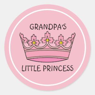 Sticker Rond Petite princesse de Tiara Grand-père rose