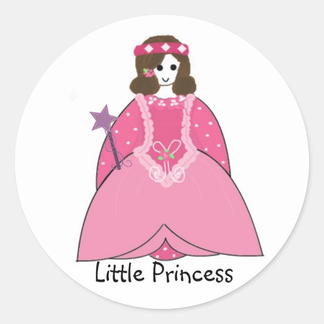 Sticker Rond Petite princesse en robe rose (Devant)