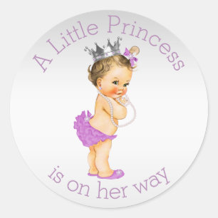 Sticker Rond Petite princesse lilas baby shower