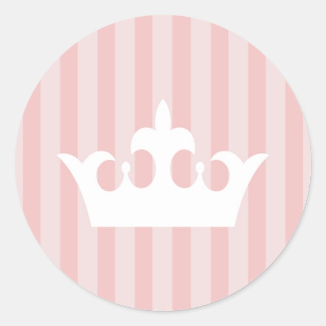 Sticker Rond Petite princesse rose Crown Striped Baby (Devant)