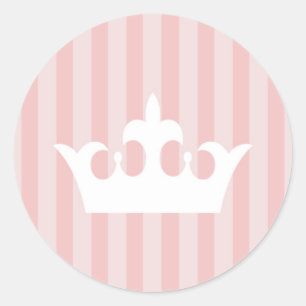 Sticker Rond Petite princesse rose Crown Striped Baby