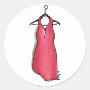 Sticker Rond Petite robe rouge sur Hanger Fashionista Shopping