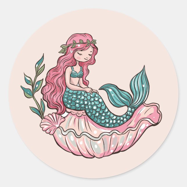Sticker Rond Petite sirène (Devant)