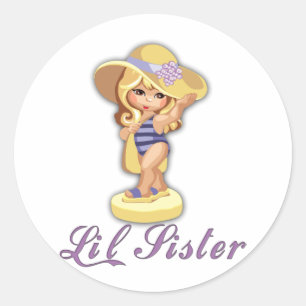 Sticker Rond Petite soeur de la plage
