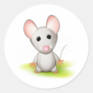 Sticker Rond Petite souris grise