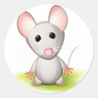 Sticker Rond Petite souris grise