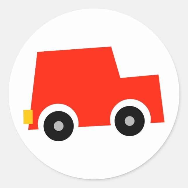Sticker Rond Petite voiture rouge (Devant)