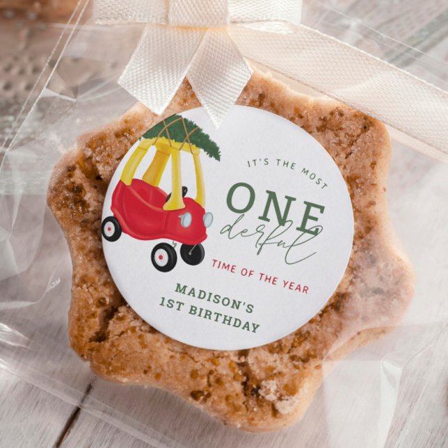 Sticker Rond Petite Voiture Vacances Onederful Anniversaire Fav (Créateur téléchargé)